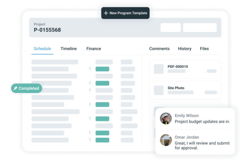 Sitetracker project management mockup