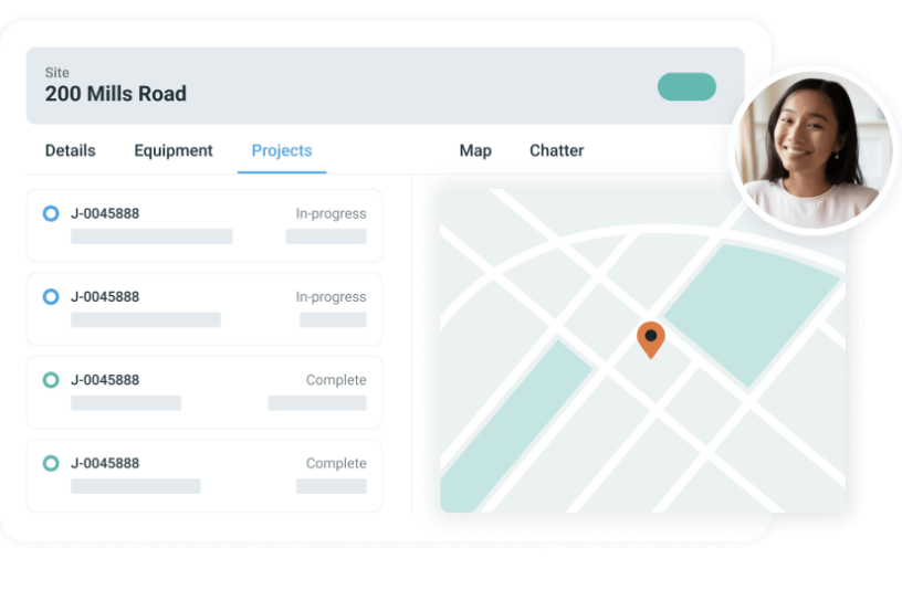A mockup of Sitetracker's site and asset management software