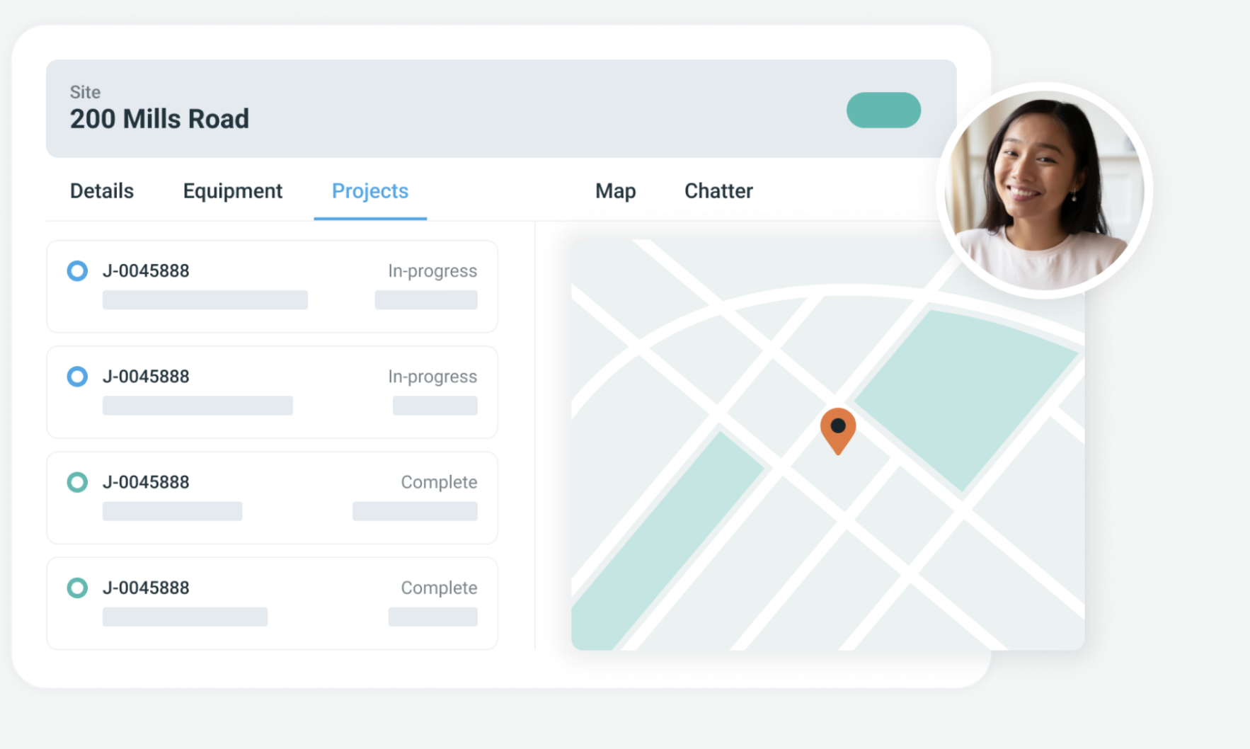 Sitetracker site and asset management software mockup