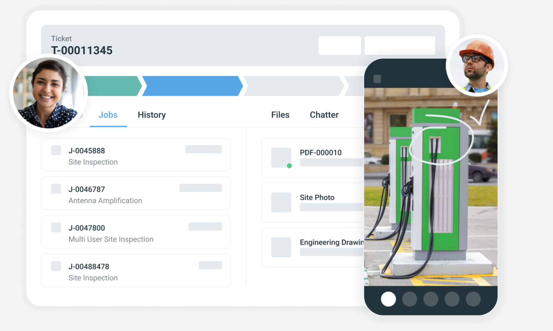 Sitetracker work management software mockup on desktop and mobile