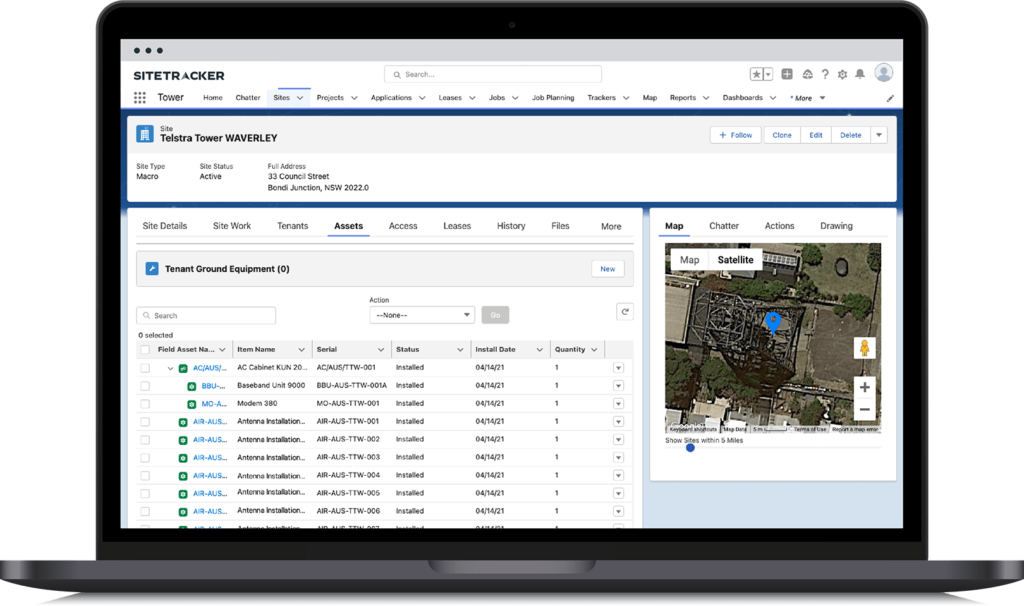 inventory overview from Sitetracker software