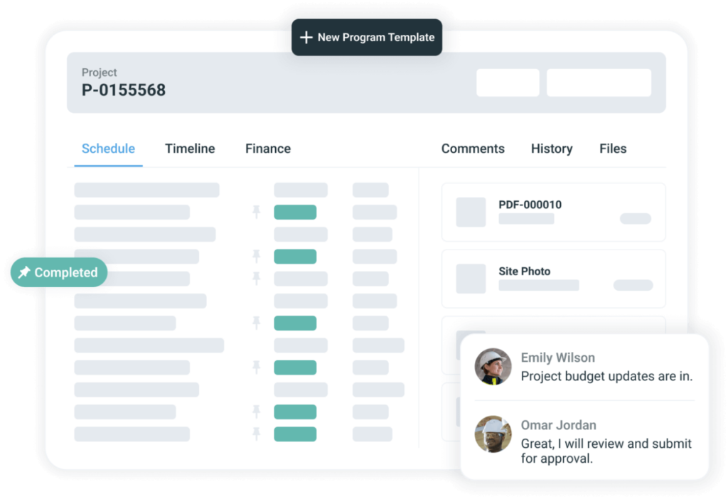 A mockup of Sitetracker's project management software