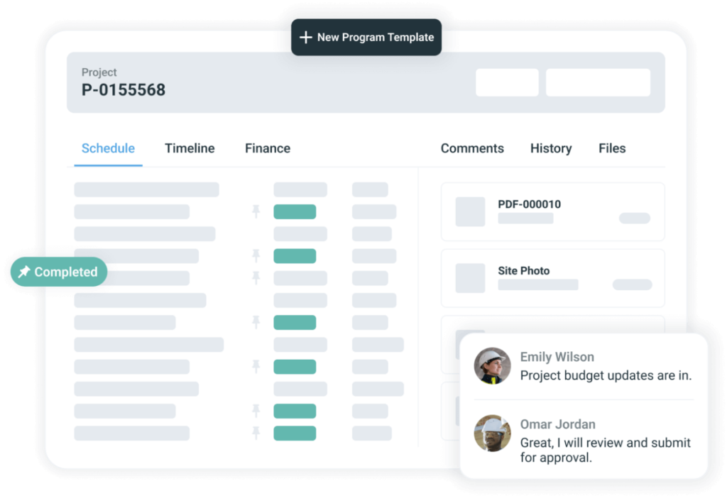 a mockup of Sitetracker's project management software