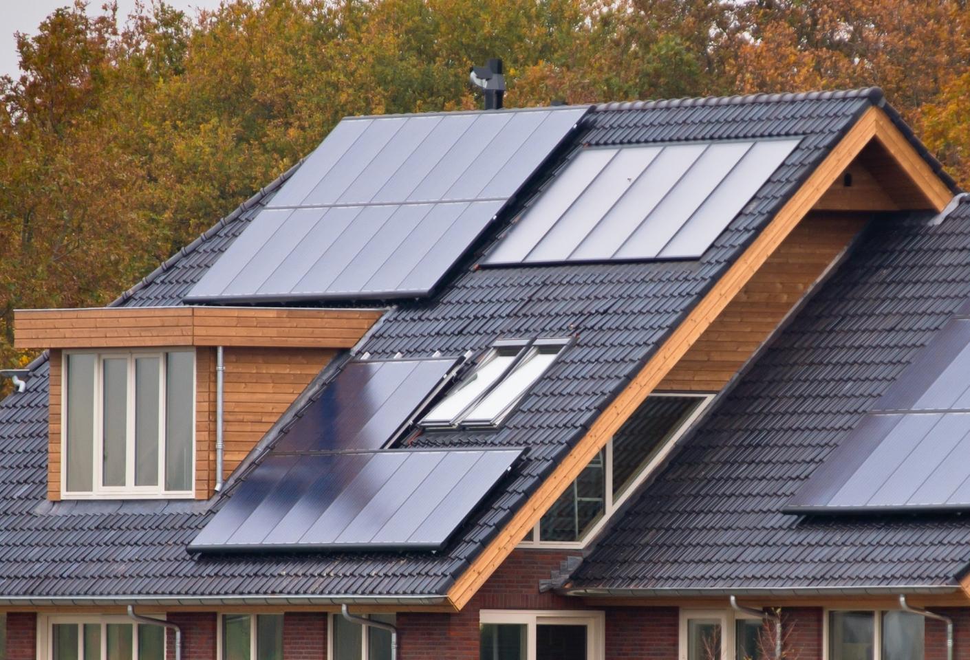 Solar panels on a residential roof