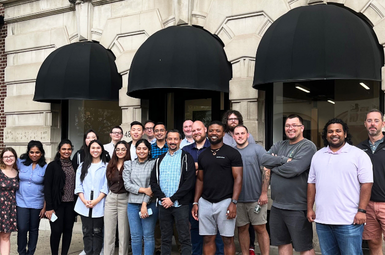 Sitetracker employees in front of the Montclair office