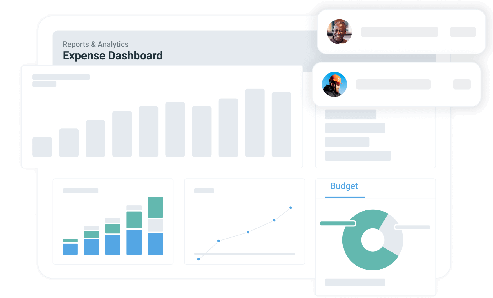 A mockup of Sitetracker's analytics dashboard