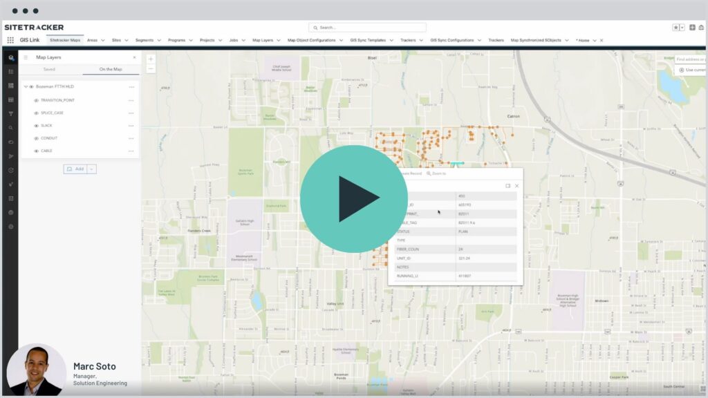 Sitetracker GIS Link Demo screenshot