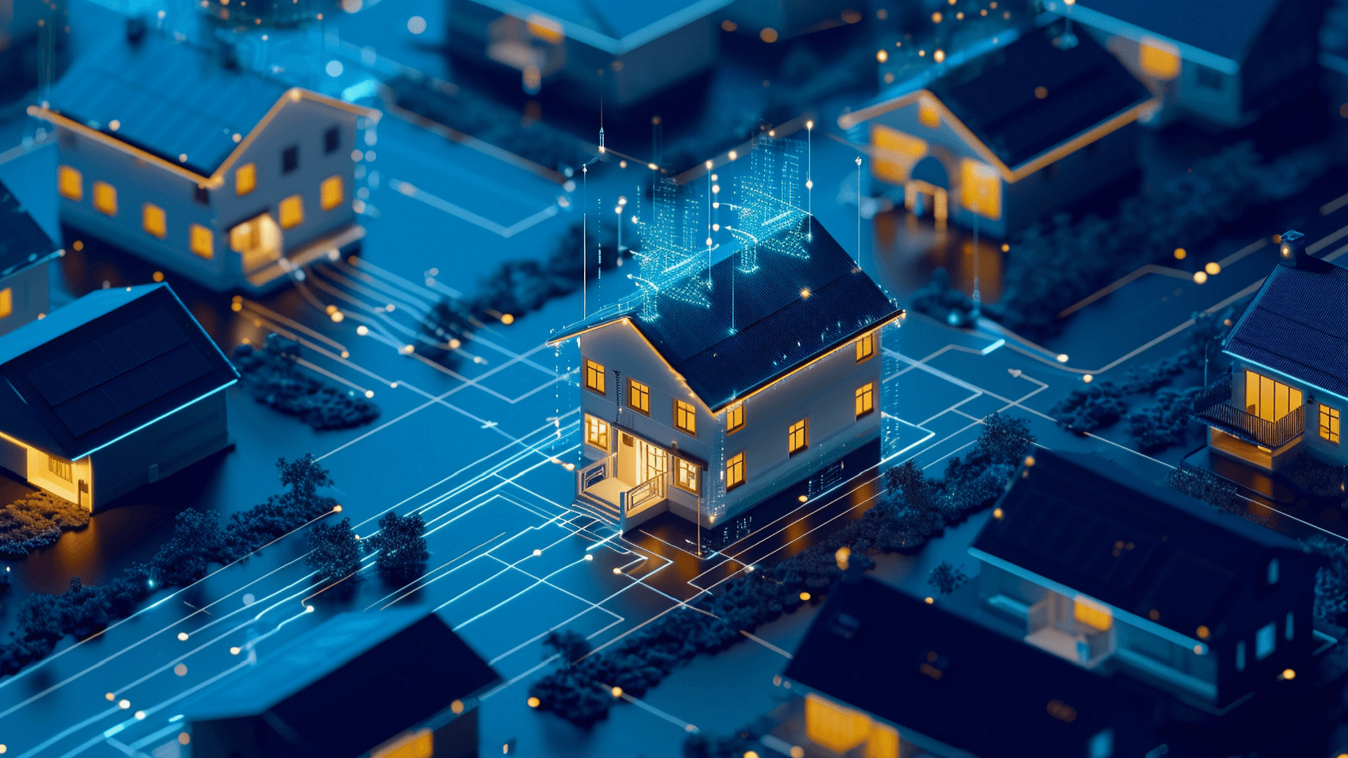 A representation of homes and broadband lines