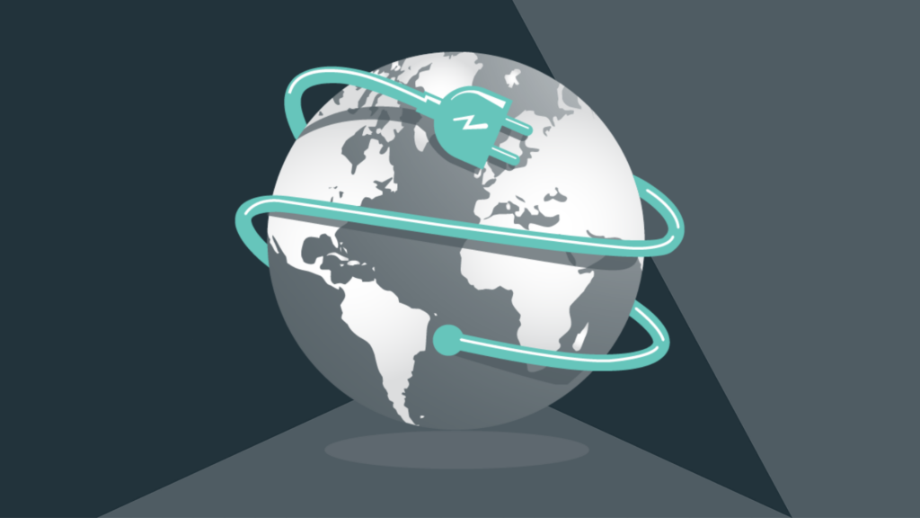 a graphic of the globe with an electrical cord wrapped around it