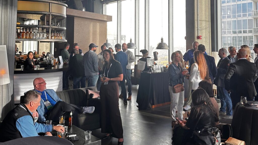 a room of people networking