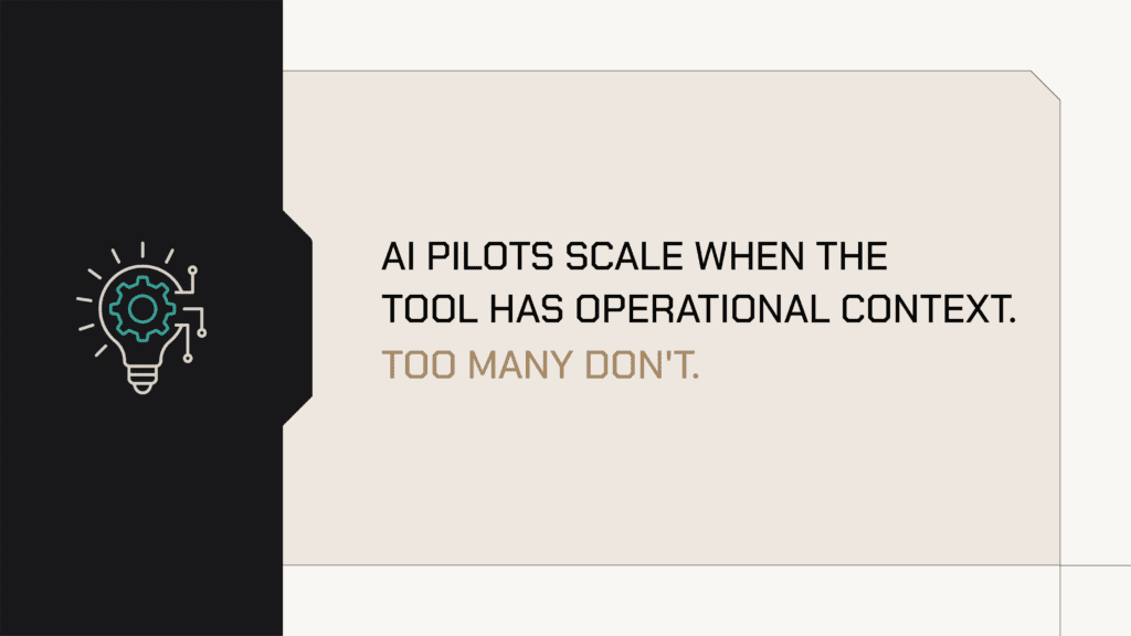 AI Pilots scale when the tool has operational context. Too many don't.