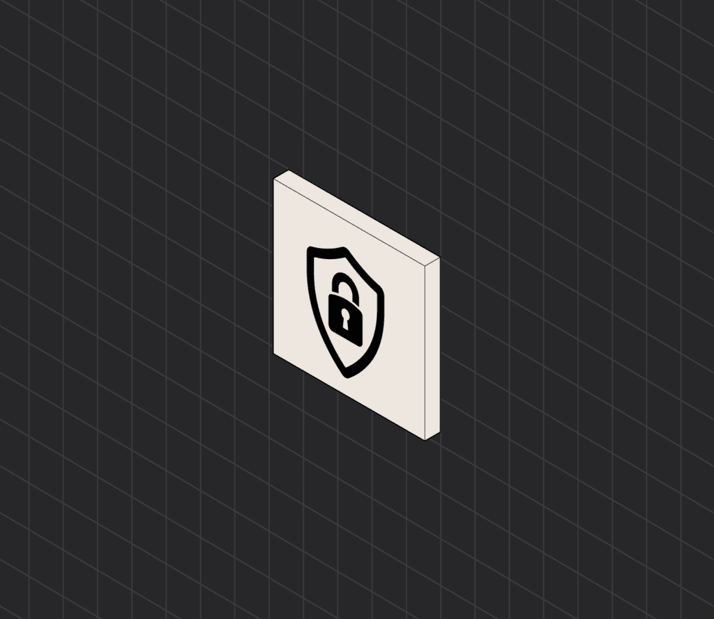 3D security icon on an isometric grid