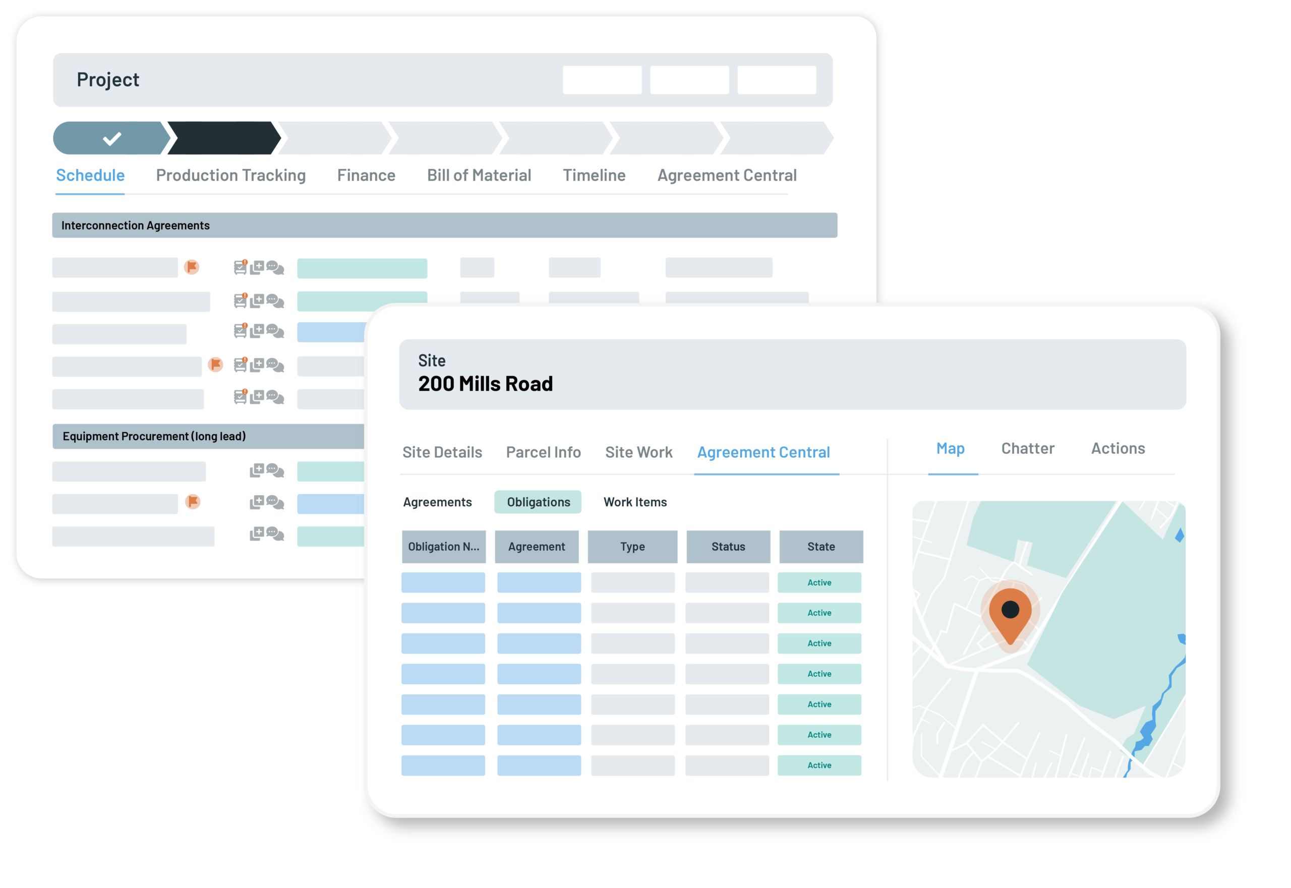 Agreement central Sitetracker software mockup